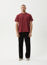 AFENDS Mens Genesis - Heavyweight Boxy Tee - Washed Burgundy - Afends mens genesis   heavyweight boxy tee   washed burgundy