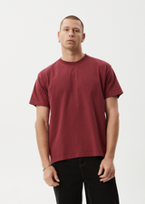 AFENDS Mens Genesis - Heavyweight Boxy Tee - Washed Burgundy - Afends mens genesis   heavyweight boxy tee   washed burgundy