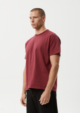 AFENDS Mens Genesis - Heavyweight Boxy Tee - Washed Burgundy - Afends mens genesis   heavyweight boxy tee   washed burgundy