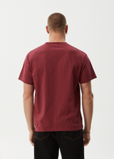 AFENDS Mens Genesis - Heavyweight Boxy Tee - Washed Burgundy - Afends mens genesis   heavyweight boxy tee   washed burgundy