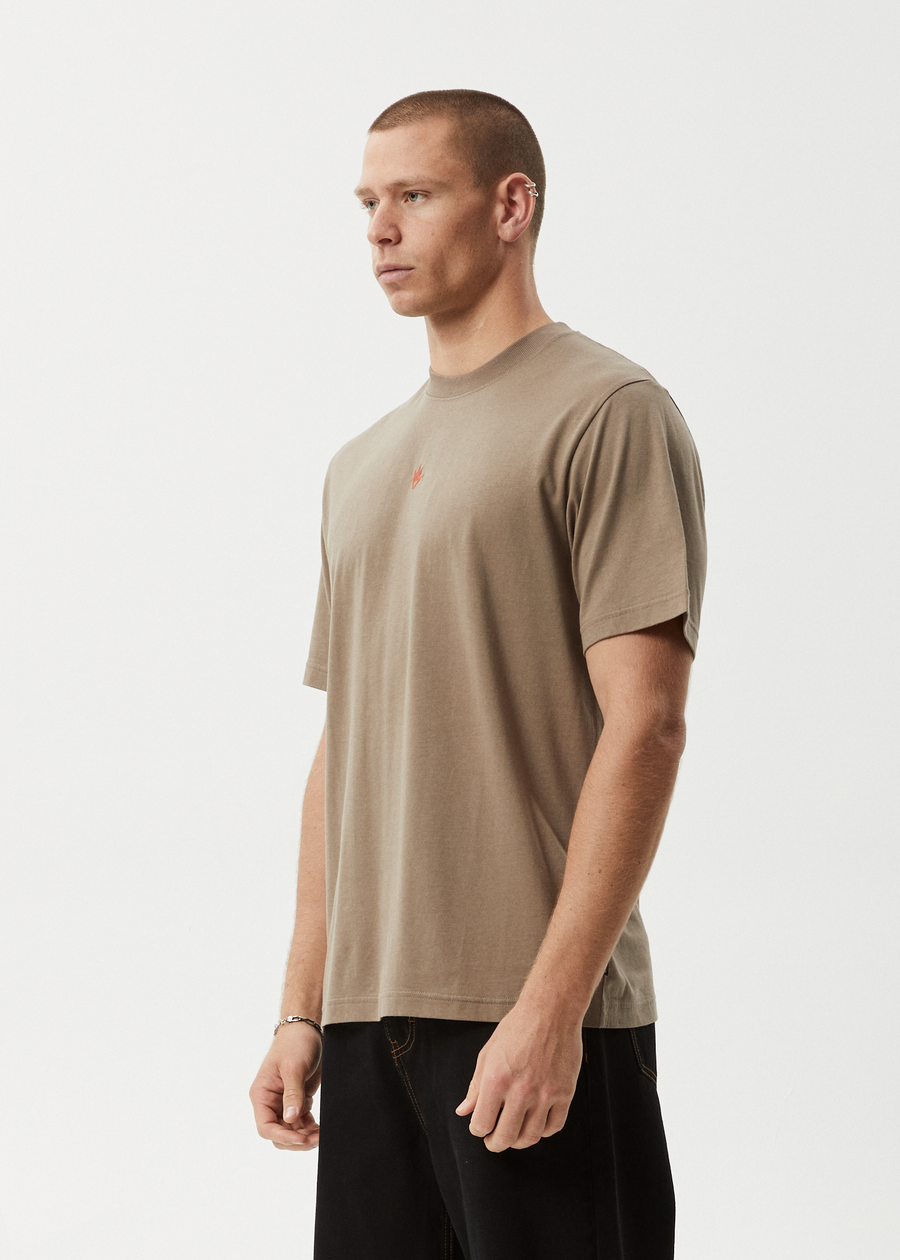 AFENDS Mens Flame - Retro Tee - Fossil