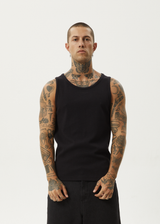 AFENDS Mens Paramount - Rib Singlet - Black - Afends mens paramount   rib singlet   black