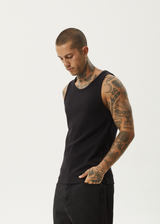 AFENDS Mens Paramount - Rib Singlet - Black - Afends mens paramount   rib singlet   black
