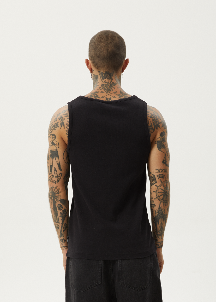 AFENDS Mens Paramount - Rib Singlet - Black