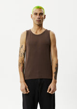 AFENDS Mens Paramount - Rib Singlet - Coffee - Afends mens paramount   rib singlet   coffee