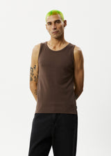 AFENDS Mens Paramount - Rib Singlet - Coffee - Afends mens paramount   rib singlet   coffee