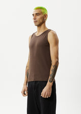 AFENDS Mens Paramount - Rib Singlet - Coffee - Afends mens paramount   rib singlet   coffee