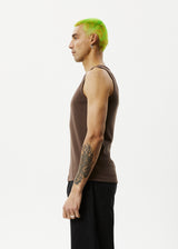 AFENDS Mens Paramount - Rib Singlet - Coffee - Afends mens paramount   rib singlet   coffee