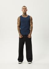 AFENDS Mens Paramount - Rib Singlet - Navy - Afends mens paramount   rib singlet   navy