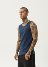 AFENDS Mens Paramount - Rib Singlet - Navy - Afends mens paramount   rib singlet   navy