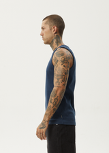 AFENDS Mens Paramount - Rib Singlet - Navy - Afends mens paramount   rib singlet   navy