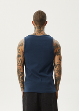 AFENDS Mens Paramount - Rib Singlet - Navy - Afends mens paramount   rib singlet   navy