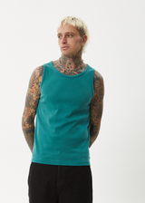 AFENDS Mens Paramount - Rib Singlet - Washed Pine - Afends mens paramount   rib singlet   washed pine