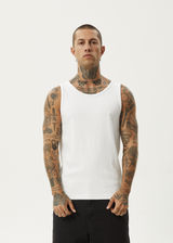 AFENDS Mens Paramount - Rib Singlet - White - Afends mens paramount   rib singlet   white