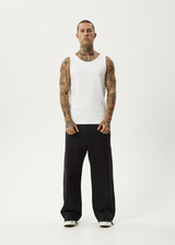 AFENDS Mens Paramount - Rib Singlet - White - Afends mens paramount   rib singlet   white