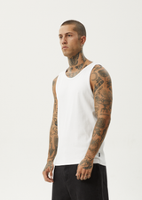 AFENDS Mens Paramount - Rib Singlet - White - Afends mens paramount   rib singlet   white