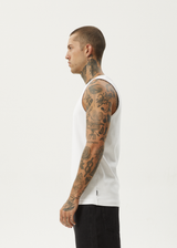 AFENDS Mens Paramount - Rib Singlet - White - Afends mens paramount   rib singlet   white