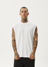 AFENDS Mens Vacation - Sleeveless Tee - White - Afends mens vacation   sleeveless tee   white