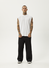 AFENDS Mens Vacation - Sleeveless Tee - White - Afends mens vacation   sleeveless tee   white