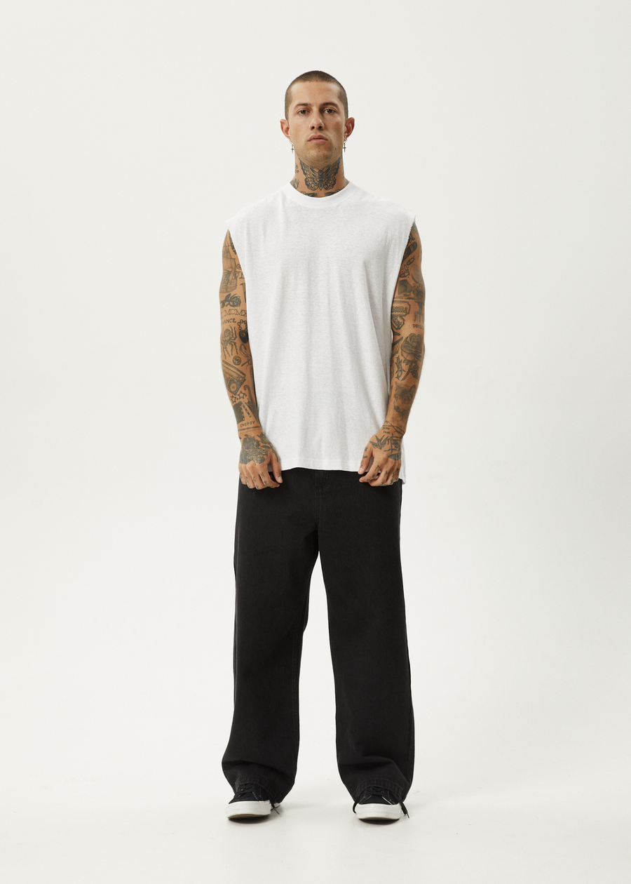 AFENDS Mens Vacation - Sleeveless Tee - White