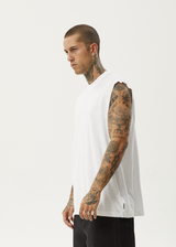 AFENDS Mens Vacation - Sleeveless Tee - White - Afends mens vacation   sleeveless tee   white