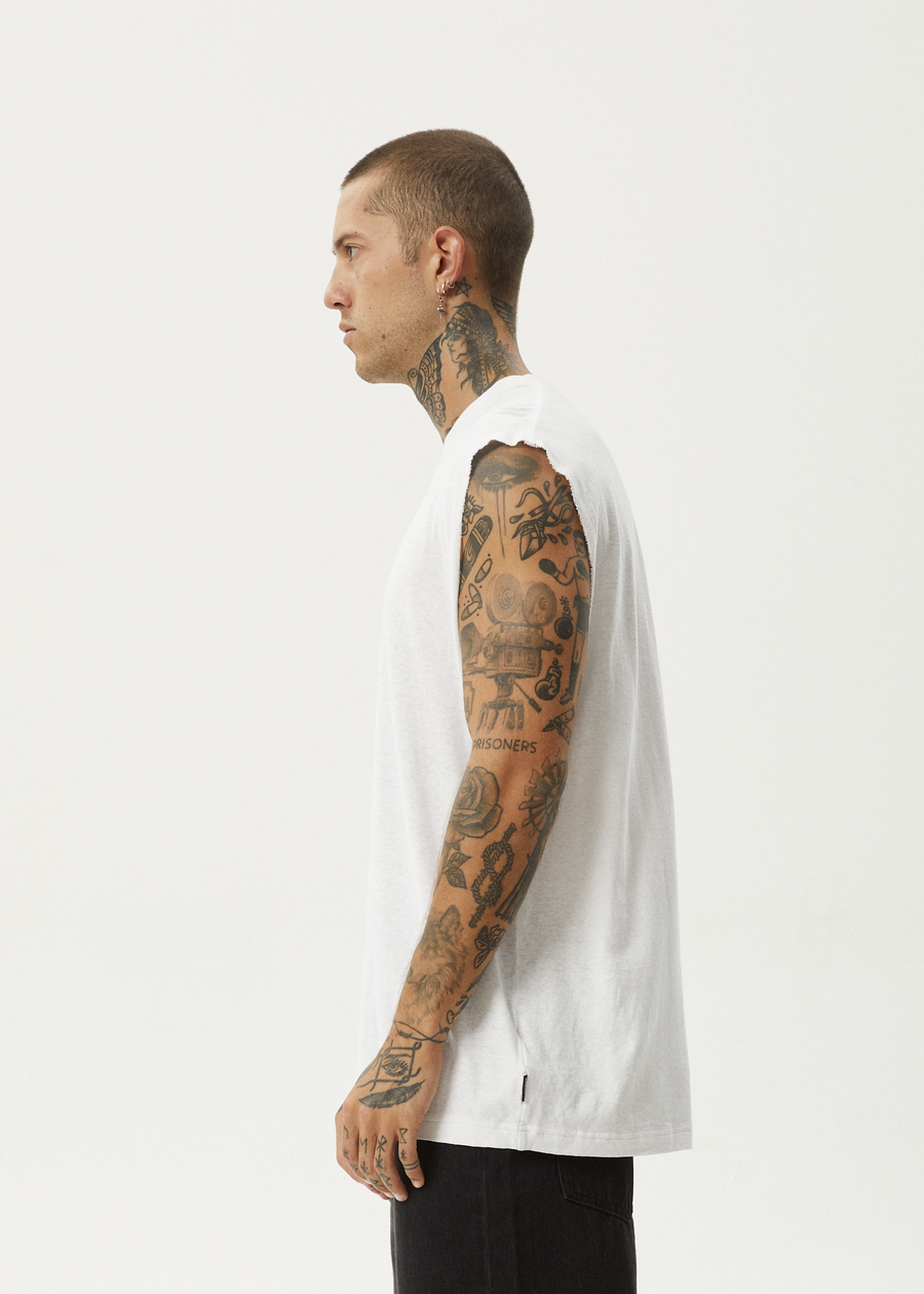 AFENDS Mens Vacation - Sleeveless Tee - White