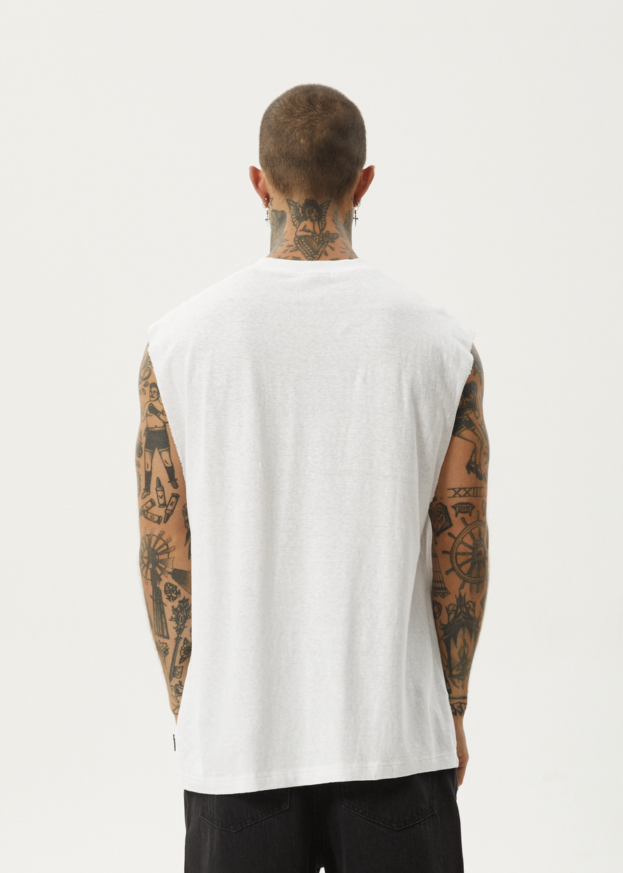 AFENDS Mens Vacation - Sleeveless Tee - White