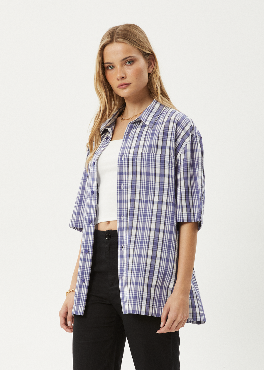 AFENDS Mens Check Out - Short Sleeve Shirt - Marlin 