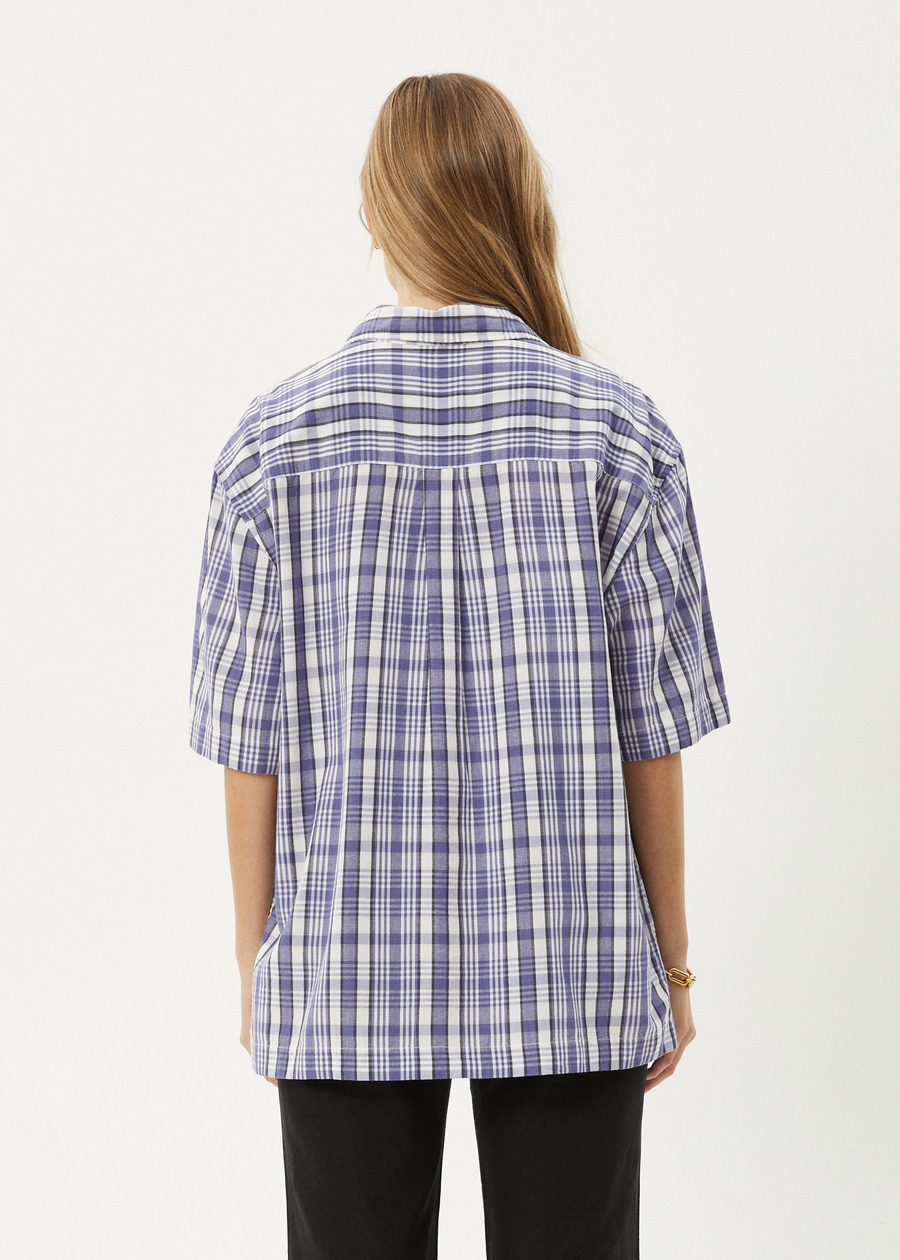 AFENDS Mens Check Out - Short Sleeve Shirt - Marlin 