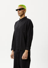 AFENDS Mens Everyday - Long Sleeve Shirt - Black - Afends mens everyday   long sleeve shirt   black 