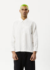AFENDS Mens Everyday - Long Sleeve Shirt - White - Afends mens everyday   long sleeve shirt   white 