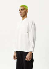 AFENDS Mens Everyday - Long Sleeve Shirt - White - Afends mens everyday   long sleeve shirt   white 