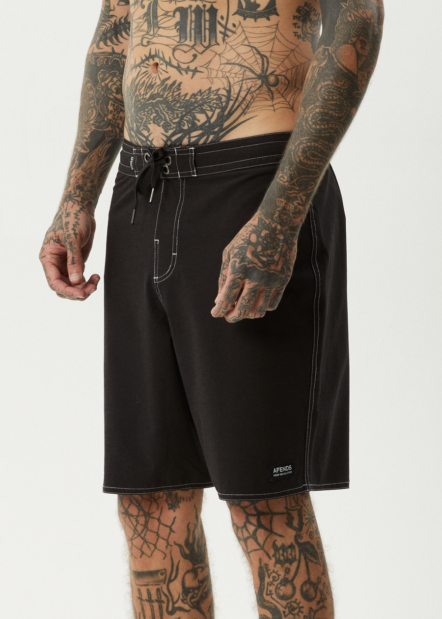 AFENDS Mens Surf Related - Fixed Waist Boardshort 20" - Black