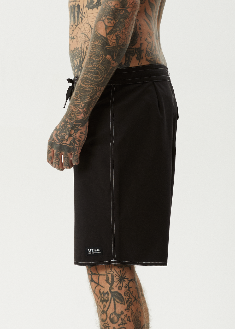 AFENDS Mens Surf Related - Fixed Waist Boardshort 20" - Black
