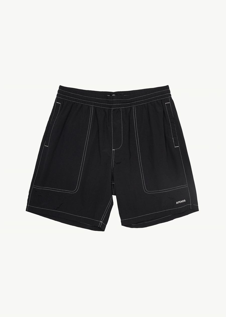 AFENDS Mens Baywatch - Swim Short 18" - Black