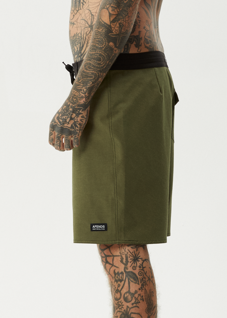 AFENDS Mens Surf Related - Fixed Waist Boardshort 20" - Military