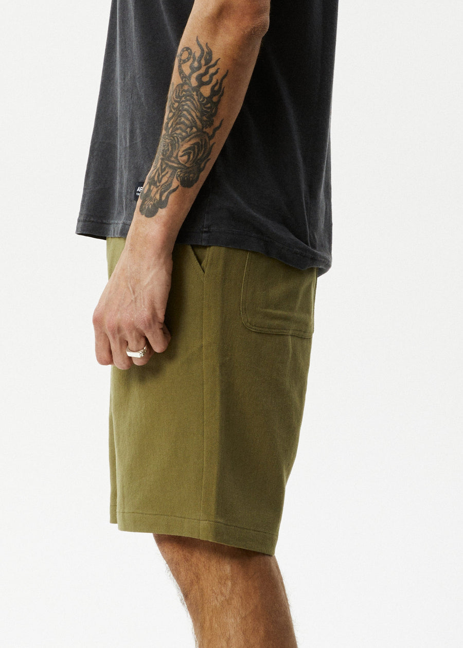 AFENDS Mens Ninety Twos - Fixed Waist Short 19" - Military