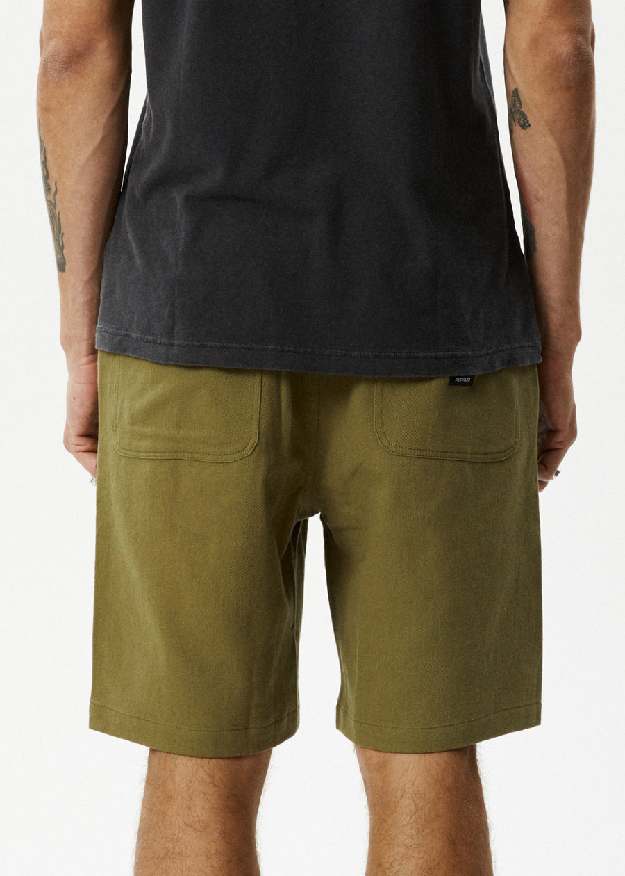 AFENDS Mens Ninety Twos - Fixed Waist Short 19" - Military