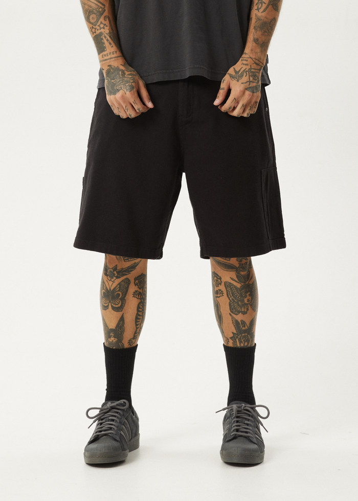 AFENDS Mens Harper - Workwear Short 22" - Black