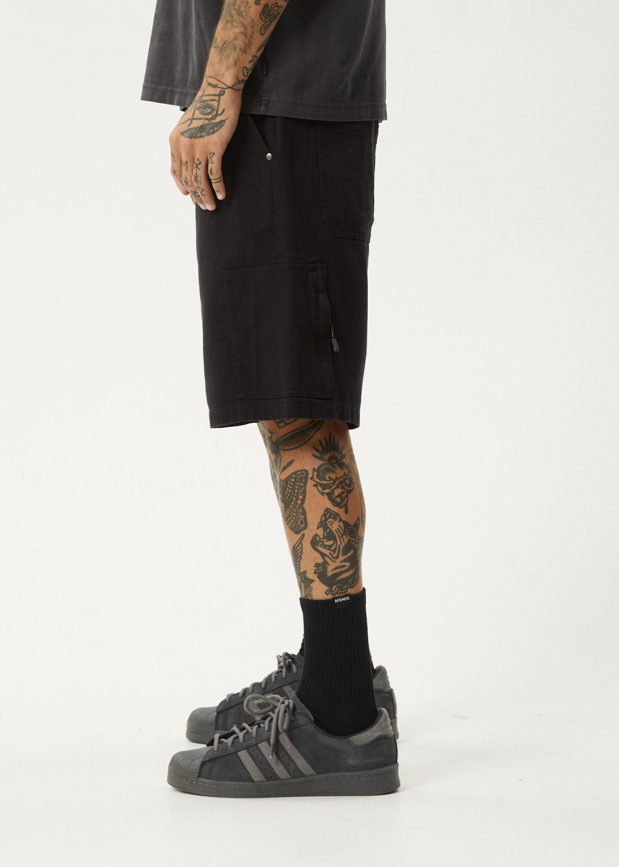 AFENDS Mens Harper - Workwear Short 22" - Black
