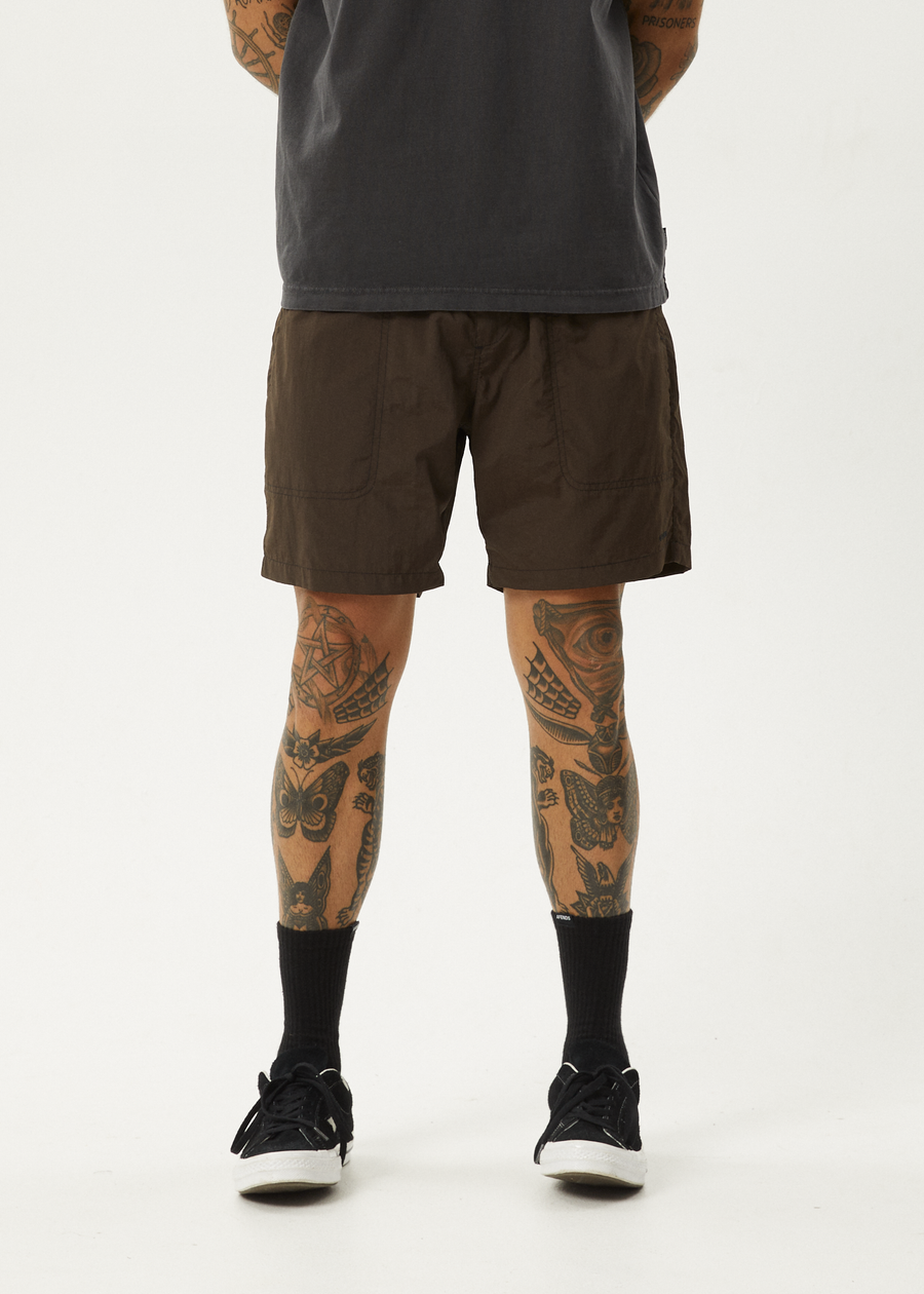 AFENDS Mens Baywatch - Swim Short 18" - Coffee