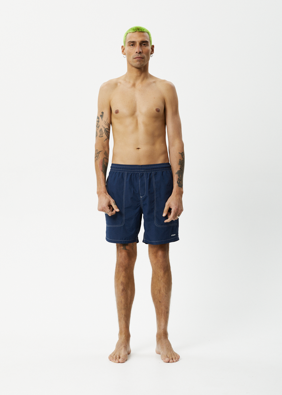 AFENDS Mens Baywatch - Swim Short 18" - Navy