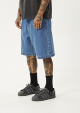 AFENDS Mens Lil C - Denim Baggy Short 22