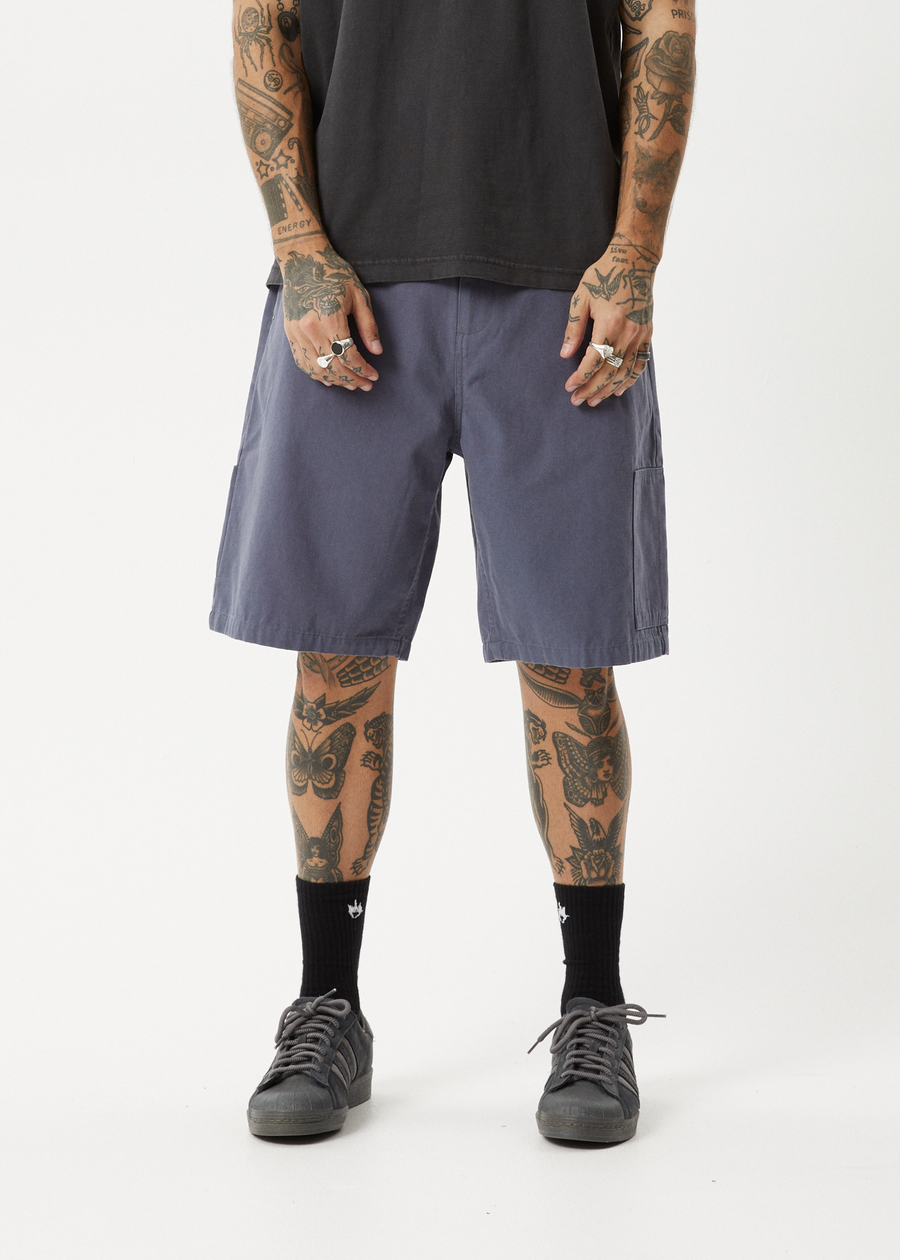AFENDS Mens Harper - Canvas Workwear Short 20" - Marlin