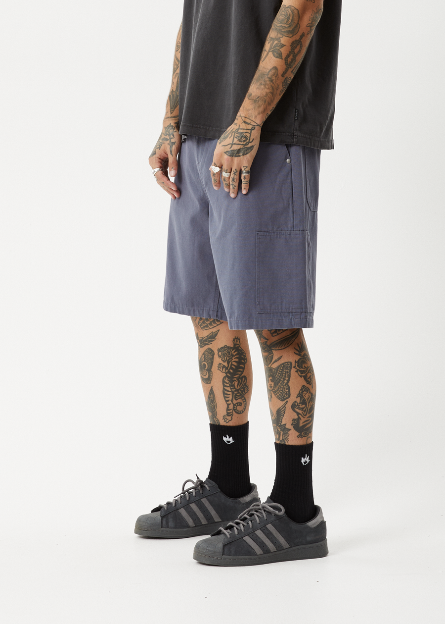 AFENDS Mens Harper - Canvas Workwear Short 20" - Marlin