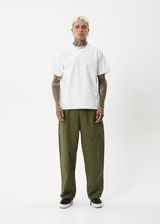 AFENDS Mens Ninety Eights - Baggy Elastic Waist Pant - Military - Afends mens ninety eights   baggy elastic waist pant   military