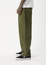AFENDS Mens Ninety Eights - Baggy Elastic Waist Pant - Military - Afends mens ninety eights   baggy elastic waist pant   military