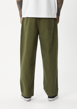 AFENDS Mens Ninety Eights - Baggy Elastic Waist Pant - Military - Afends mens ninety eights   baggy elastic waist pant   military