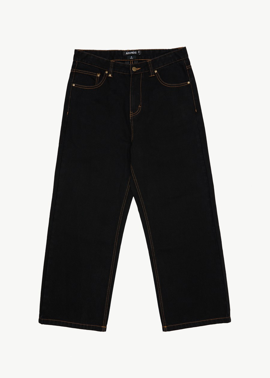AFENDS Mens Pablo - Denim Baggy Jean - Washed Black