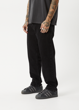 AFENDS Mens Ninety Two'S - Denim Relaxed Jean - Washed Black - Afends mens ninety two's   denim relaxed jean   washed black